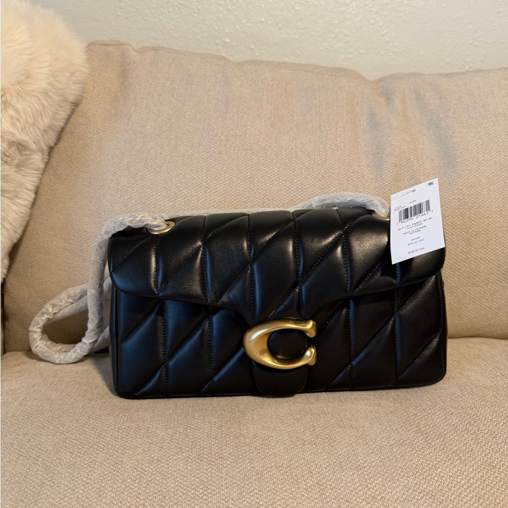 Coach Black Quilted Shoulder Bag with Gold 'C' Accent